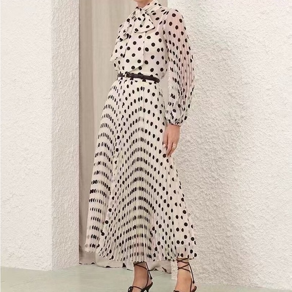 Zimmermann Black and White Polka Dot Long Sleeve Dress - Picture 3 of 4